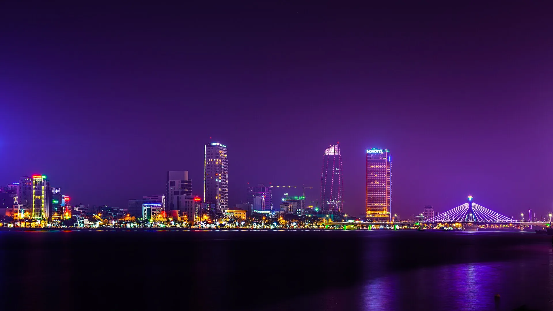 The Da Nang skyline over the Han River at night